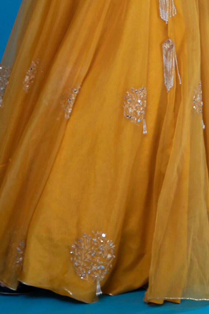 Mustard Embroidered Wedding Lehenga Set by ASAGA at Pernia's Pop Up Shop