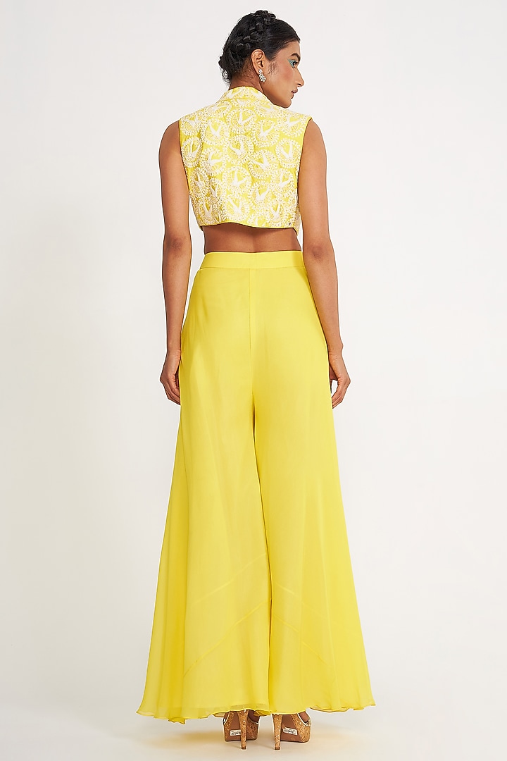 Lemon Georgette Wedding Sharara Set by ASAGA at Pernia's Pop Up Shop