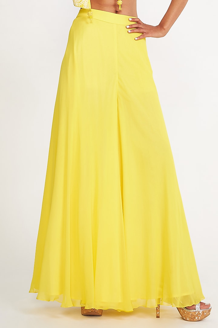 Lemon Georgette Wedding Sharara Set by ASAGA at Pernia's Pop Up Shop