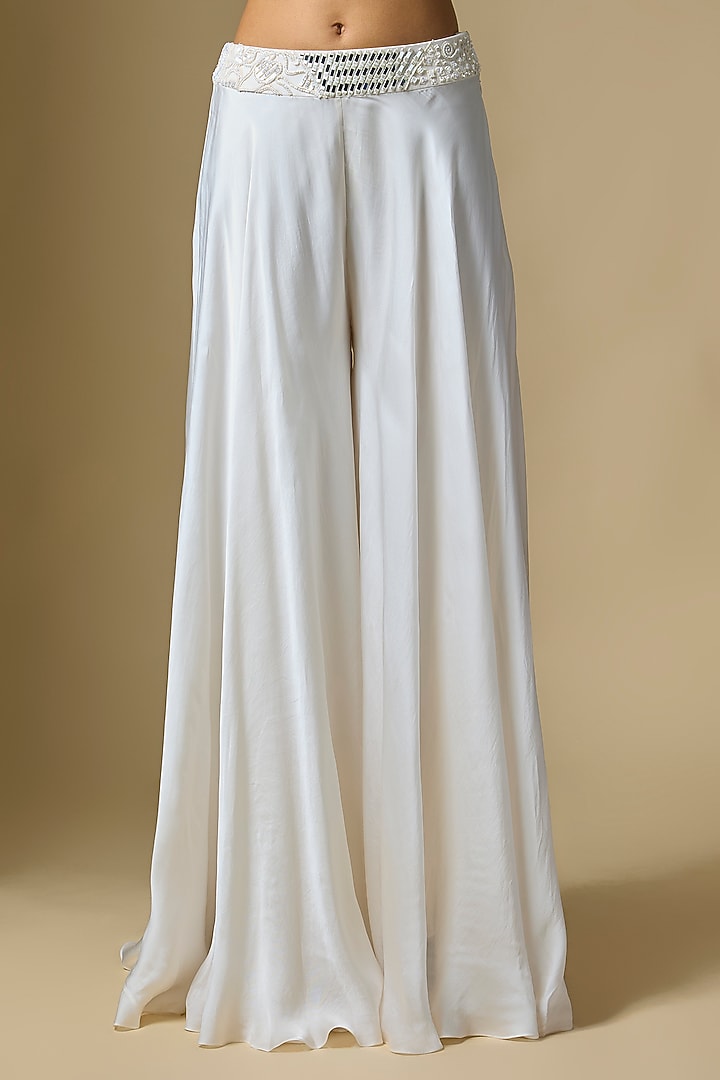 Ivory Satin Tulle Wedding Sharara Set by ASAGA at Pernia's Pop Up Shop