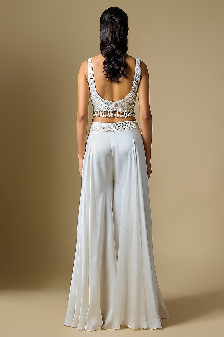 Ivory Satin Tulle Wedding Sharara Set by ASAGA at Pernia's Pop Up Shop