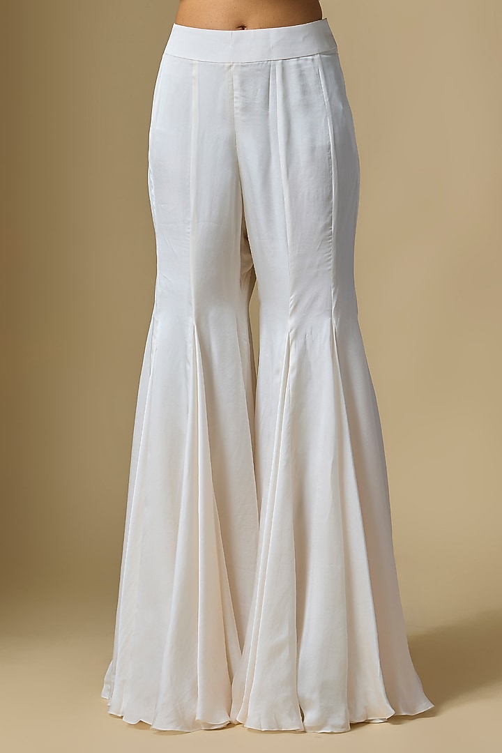 Ivory Satin Tulle Bridal Sharara Set by ASAGA at Pernia's Pop Up Shop
