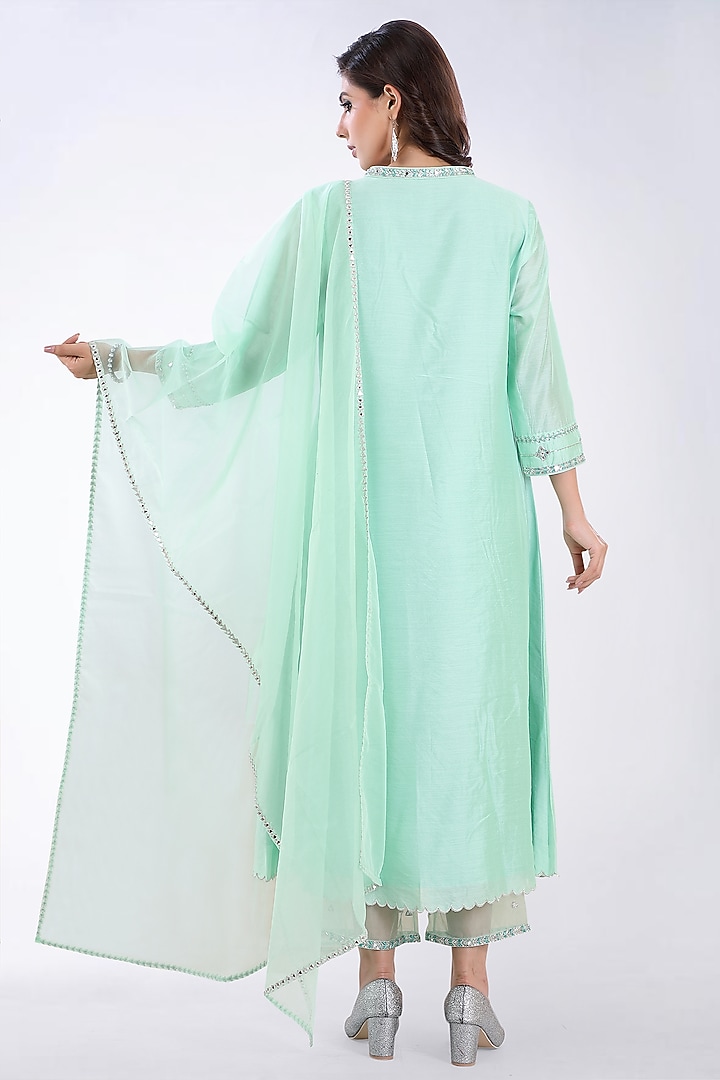 Mint Embroidered Kurta Set by ASAGA at Pernia's Pop Up Shop