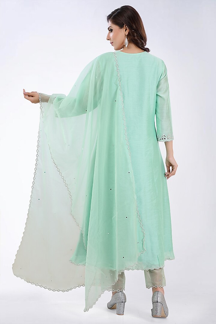 Mint Chanderi Embroidered Kurta Set by ASAGA at Pernia's Pop Up Shop