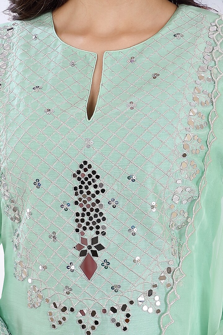 Mint Chanderi Embroidered Kurta Set by ASAGA at Pernia's Pop Up Shop