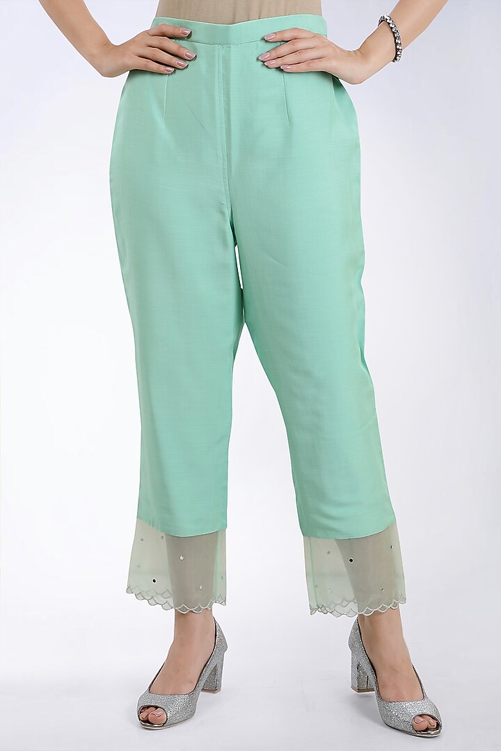 Mint Chanderi Embroidered Kurta Set by ASAGA at Pernia's Pop Up Shop