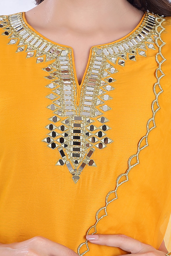 Orange Embroidered Kurta Set by ASAGA at Pernia's Pop Up Shop