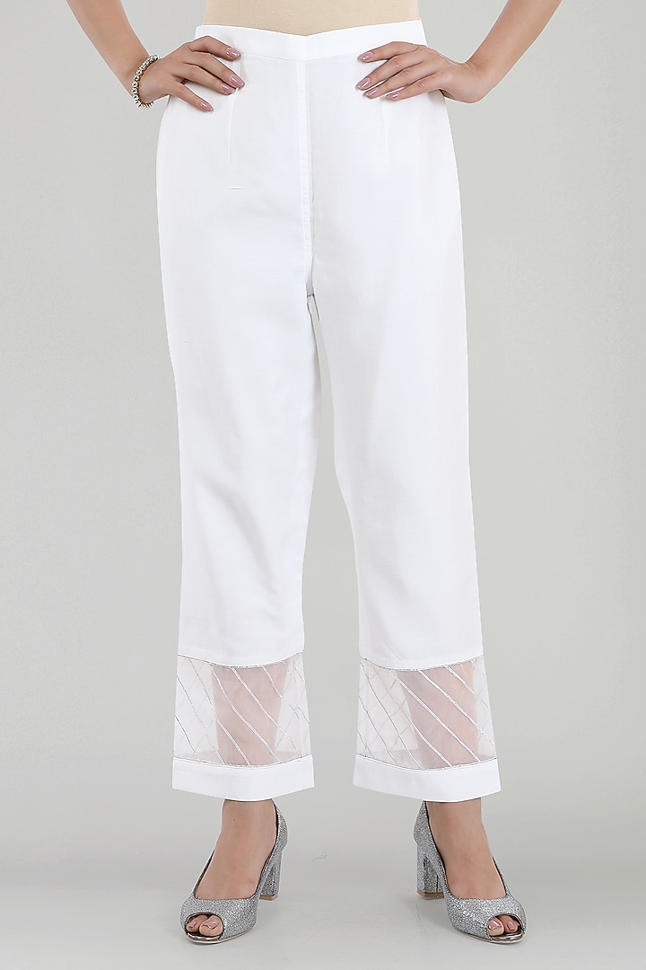 White Gota Embroidered Kurta Set by ASAGA at Pernia's Pop Up Shop