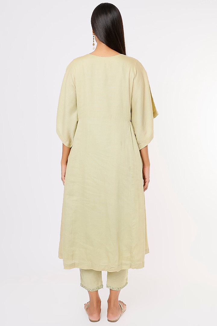 Olive Embroidered Kurta Set by ASAGA at Pernia's Pop Up Shop
