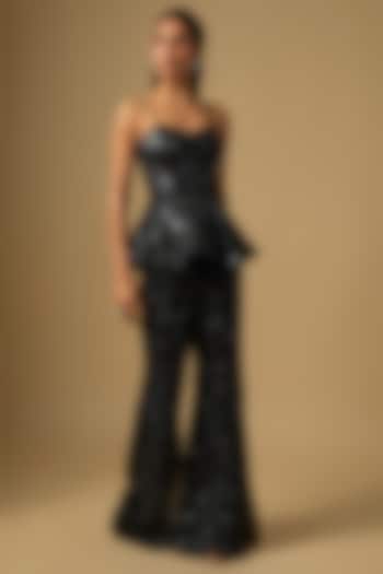 Black Tulle Bridal Sharara Set by ASAGA at Pernia's Pop Up Shop