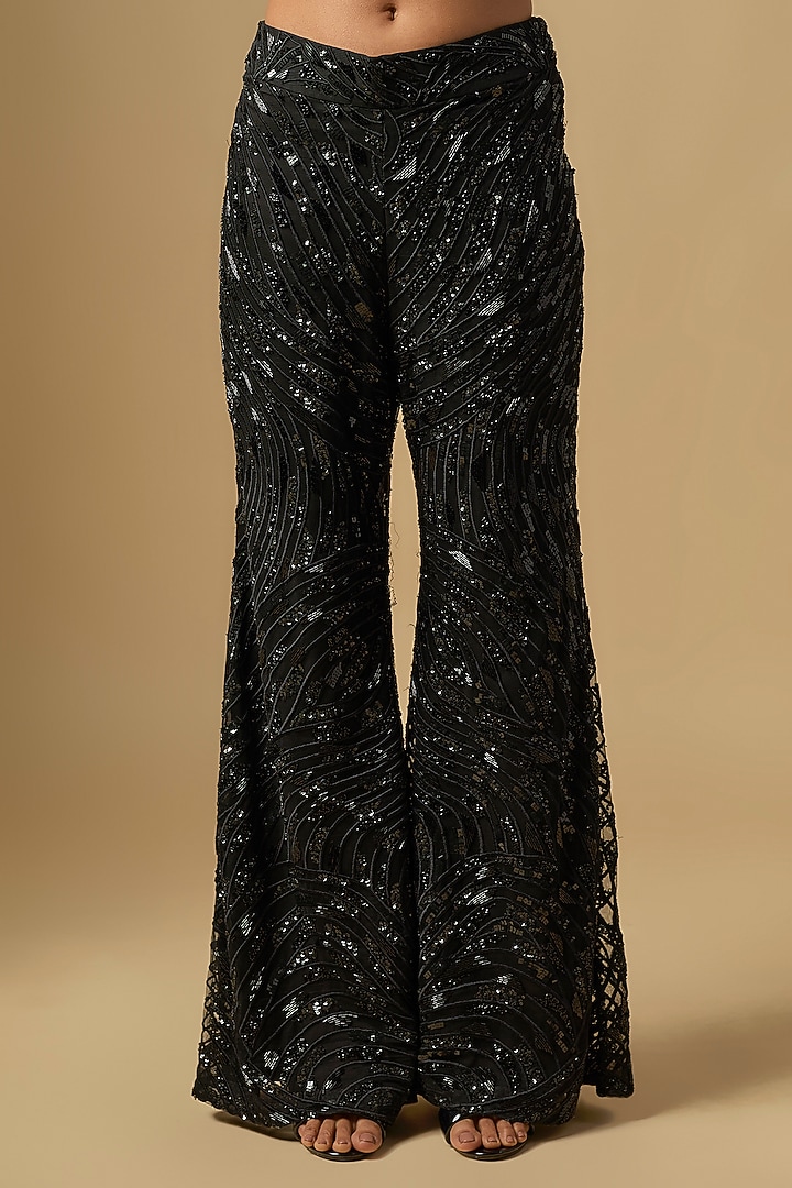 Black Tulle Bridal Sharara Set by ASAGA at Pernia's Pop Up Shop