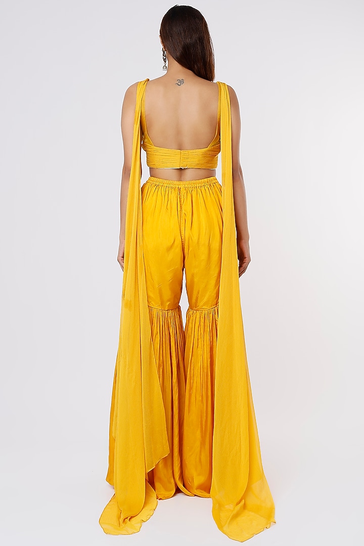 Mustard Silk Wedding Sharara Set by ASAGA at Pernia's Pop Up Shop