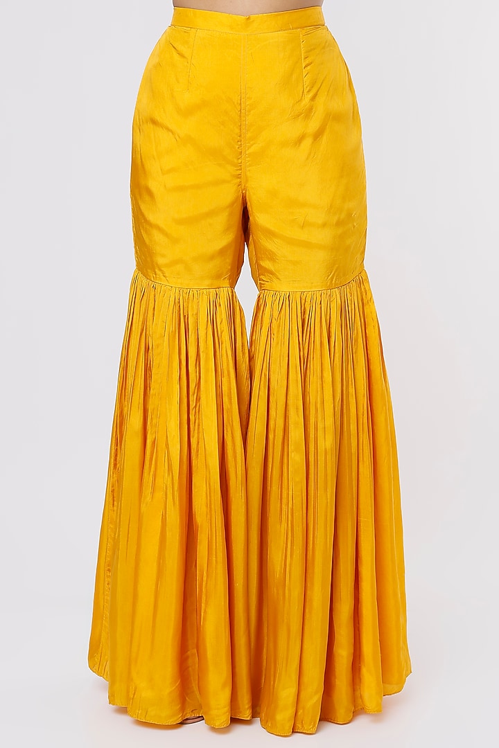 Mustard Silk Wedding Sharara Set by ASAGA at Pernia's Pop Up Shop