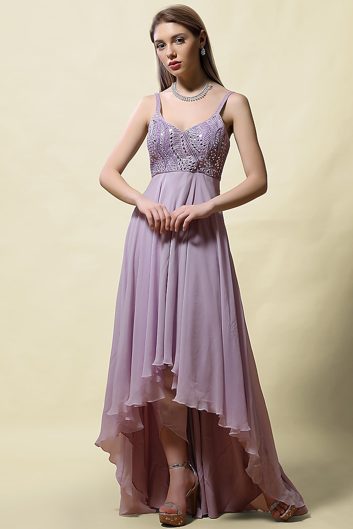 Lavender Modal Satin Dhoti Set by ASAGA at Pernia's Pop Up Shop