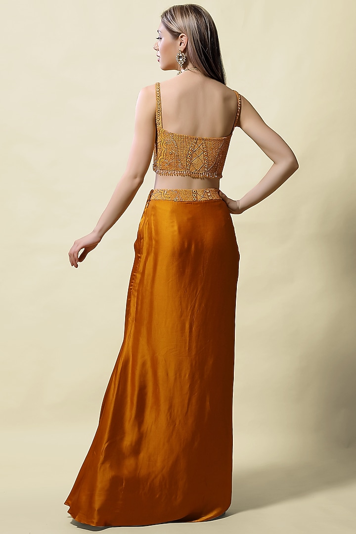 Mustard Embroidered Skirt Set by ASAGA at Pernia's Pop Up Shop