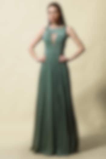 Olive Chiffon Draped Engagement Gown by ASAGA at Pernia's Pop Up Shop