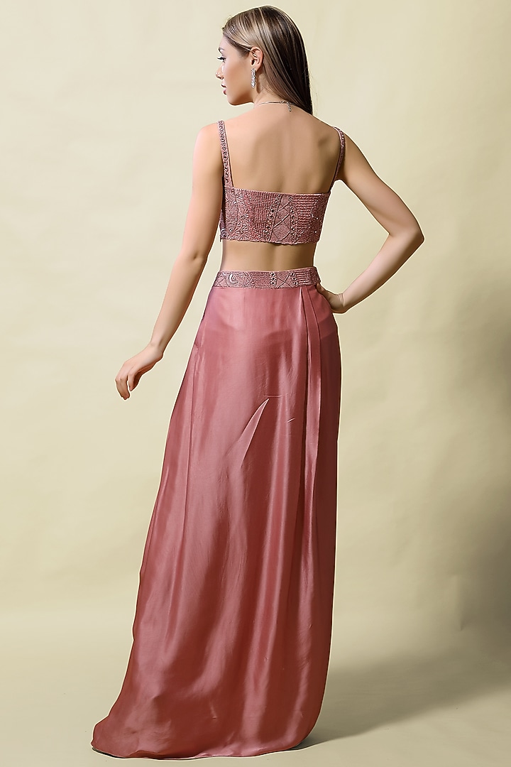 Pink Modal Satin Skirt Set by ASAGA at Pernia's Pop Up Shop