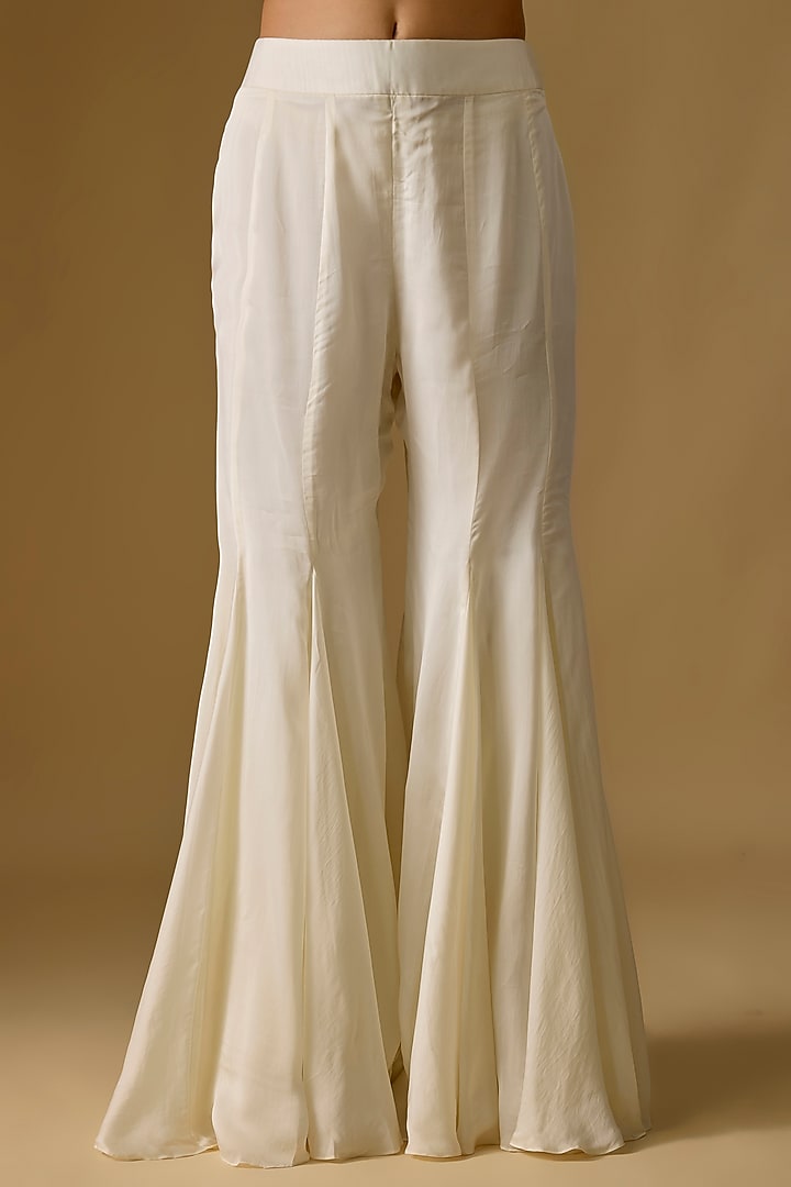 Ivory Tulle & Satin Wedding Sharara Set by ASAGA at Pernia's Pop Up Shop