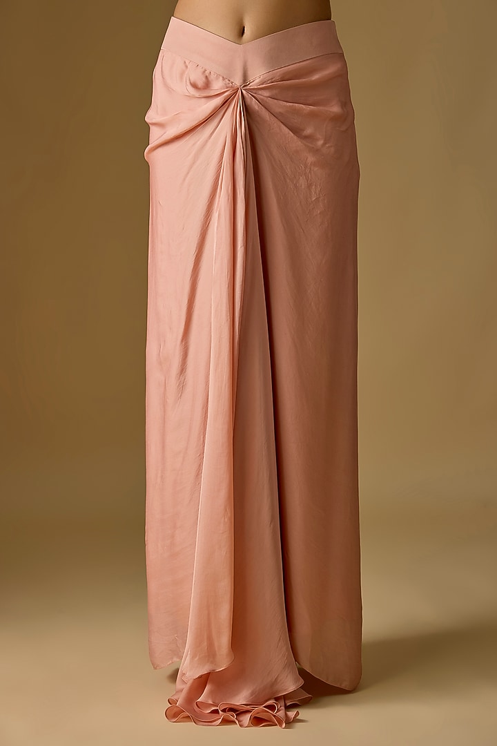 Rose Gold Satin Organza Draped Skirt Set by ASAGA at Pernia's Pop Up Shop