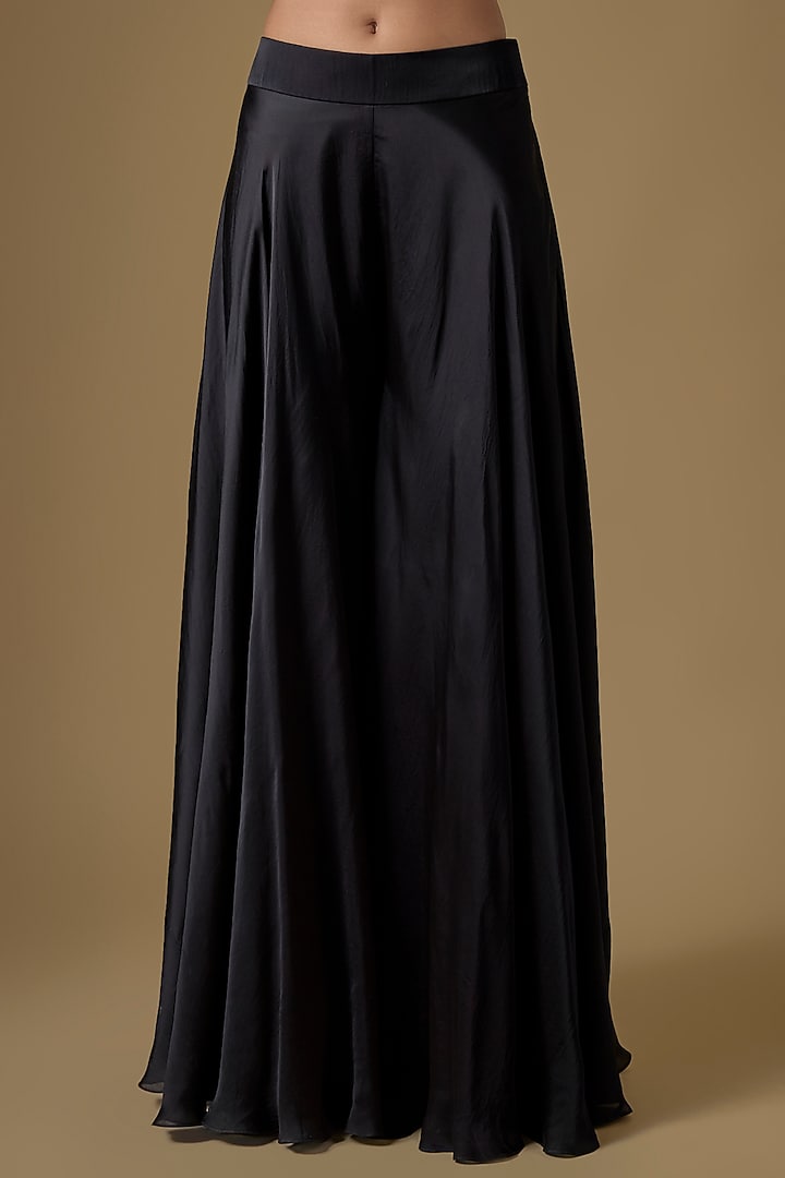 Black Satin Organza Bridal Sharara Set by ASAGA at Pernia's Pop Up Shop