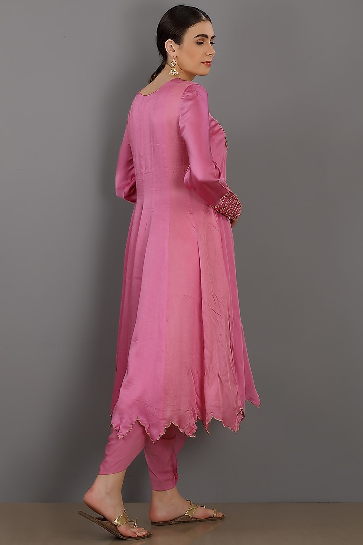 Pink Embroidered Party Wear Anarkali Set by ASAGA at Pernia's Pop Up Shop