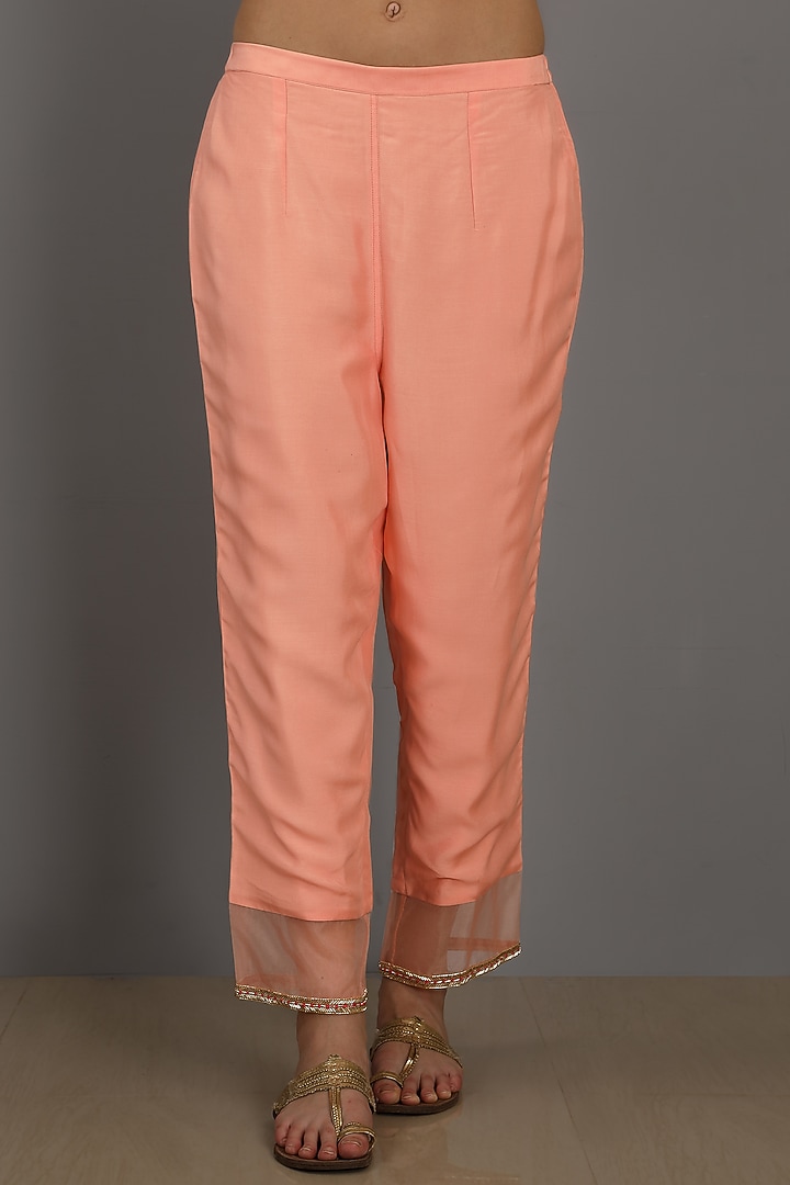 Dark Peach Embroidered Kurta Set by ASAGA at Pernia's Pop Up Shop