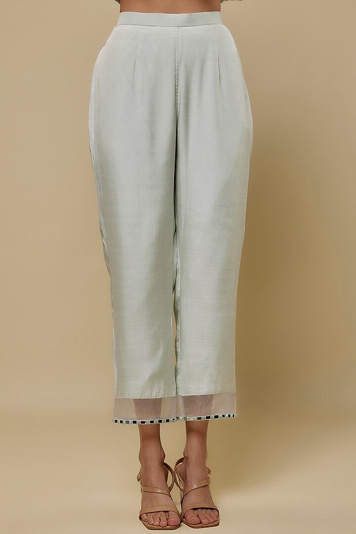 Mint Chanderi Mirror Embroidered Kurta Set by ASAGA at Pernia's Pop Up Shop