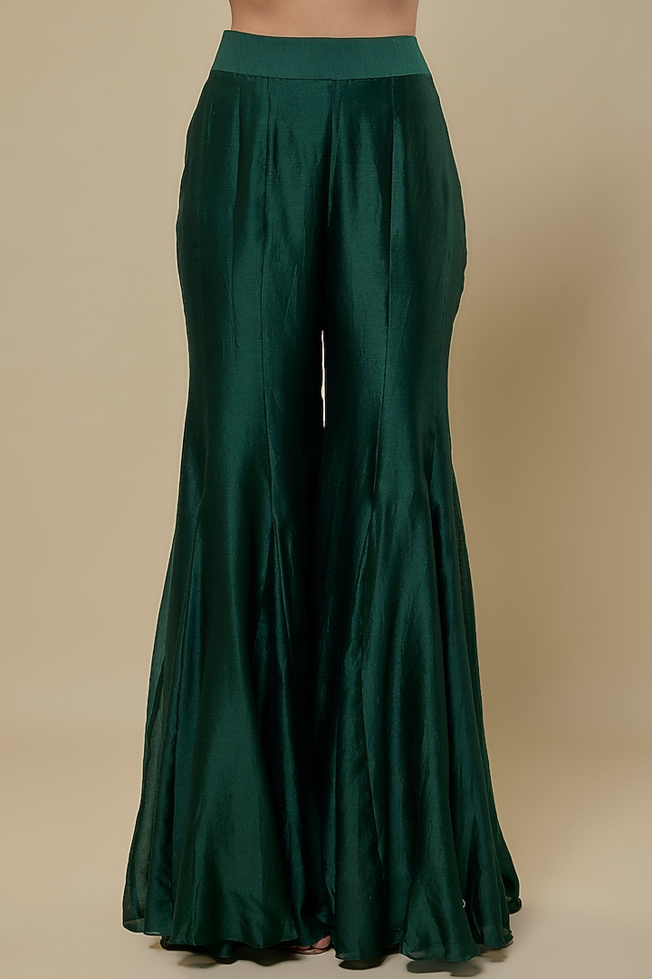 Emerald Green Chanderi Wedding Sharara Set by ASAGA at Pernia's Pop Up Shop