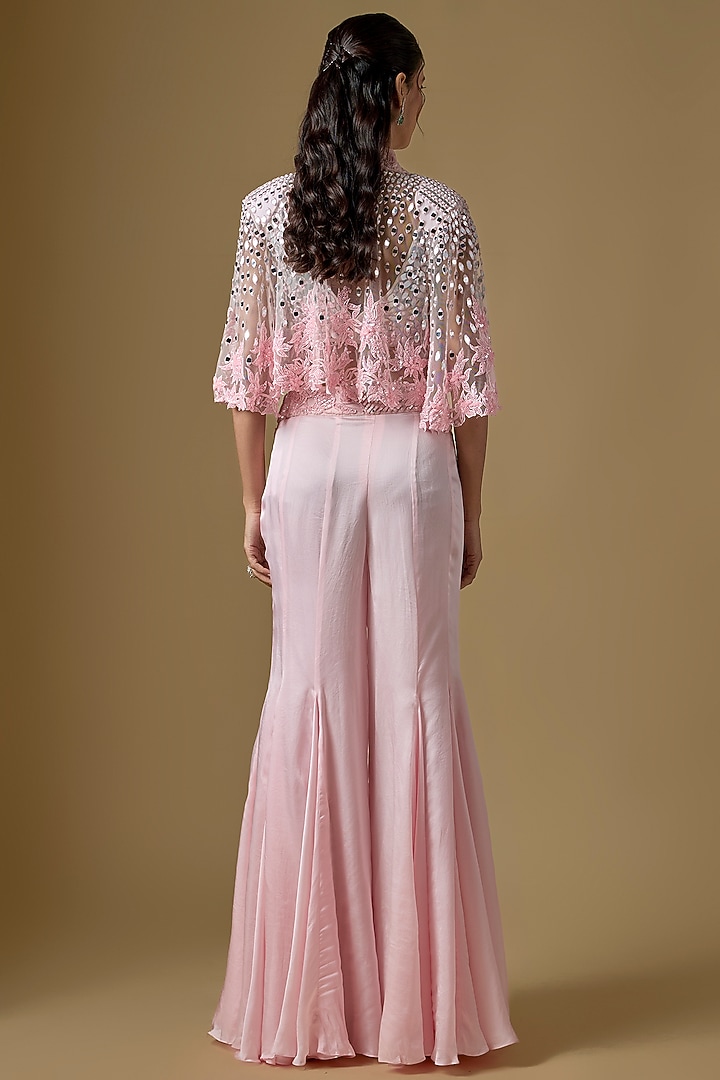 Baby Pink Satin Wedding Sharara Set by ASAGA at Pernia's Pop Up Shop