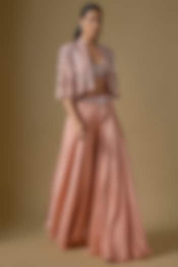 Rose Gold Satin Wedding Sharara Set by ASAGA at Pernia's Pop Up Shop