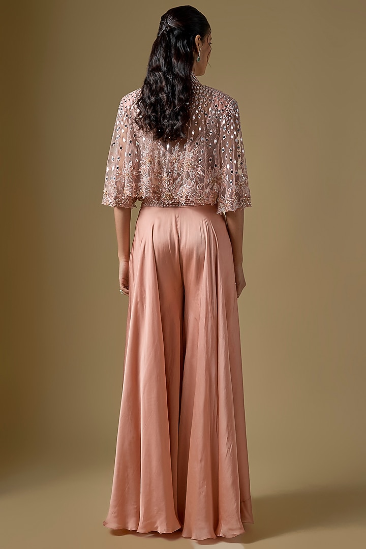 Rose Gold Satin Wedding Sharara Set by ASAGA at Pernia's Pop Up Shop