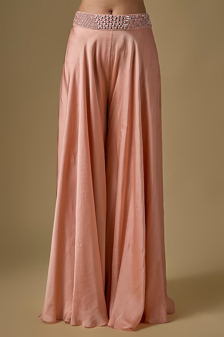 Rose Gold Satin Wedding Sharara Set by ASAGA at Pernia's Pop Up Shop