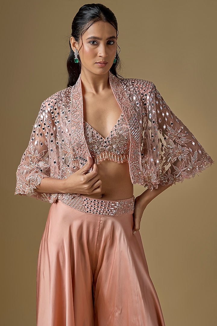 Rose Gold Satin Wedding Sharara Set by ASAGA at Pernia's Pop Up Shop
