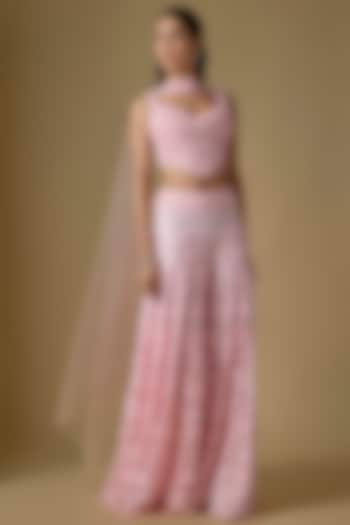 Baby Pink Tulle Bridal Sharara Set by ASAGA at Pernia's Pop Up Shop