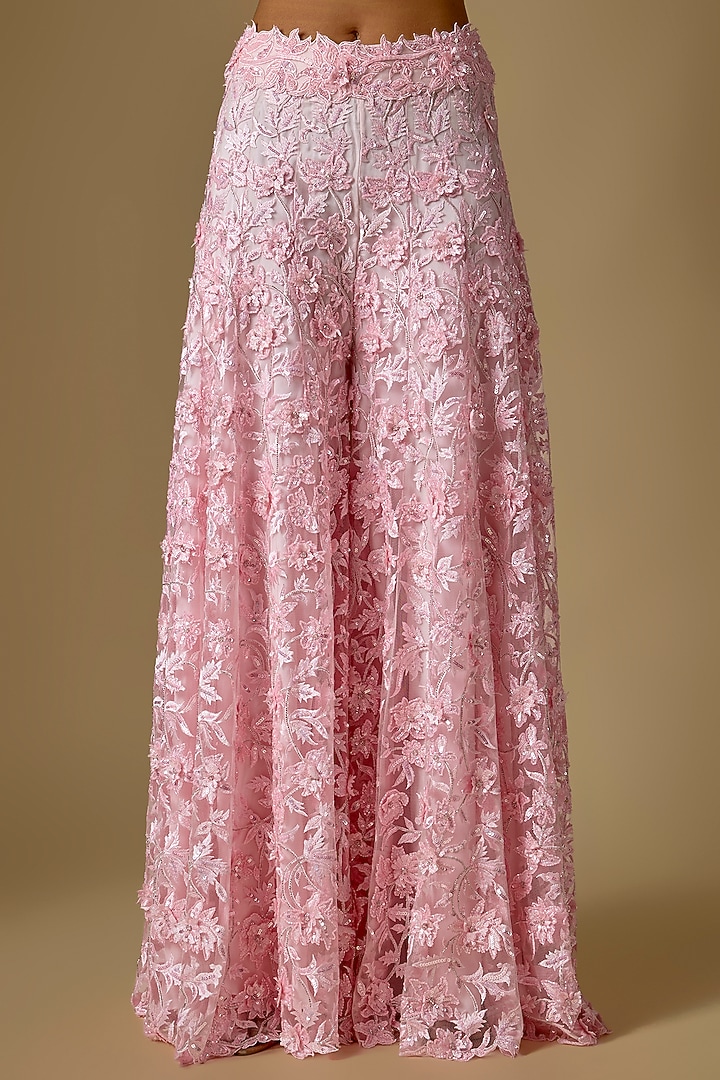 Baby Pink Tulle Bridal Sharara Set by ASAGA at Pernia's Pop Up Shop