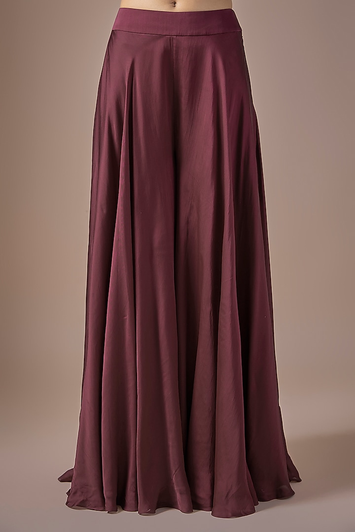 Wine Tulle Embroidered Wedding Sharara Set by ASAGA at Pernia's Pop Up Shop