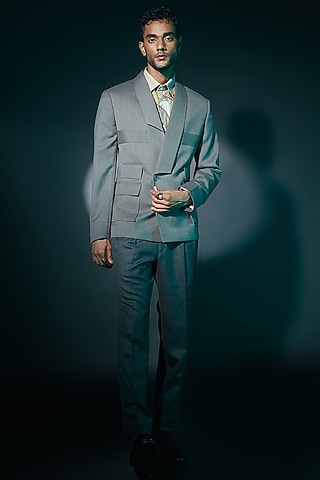 Grey Wool Blend Jacket by ASHAY