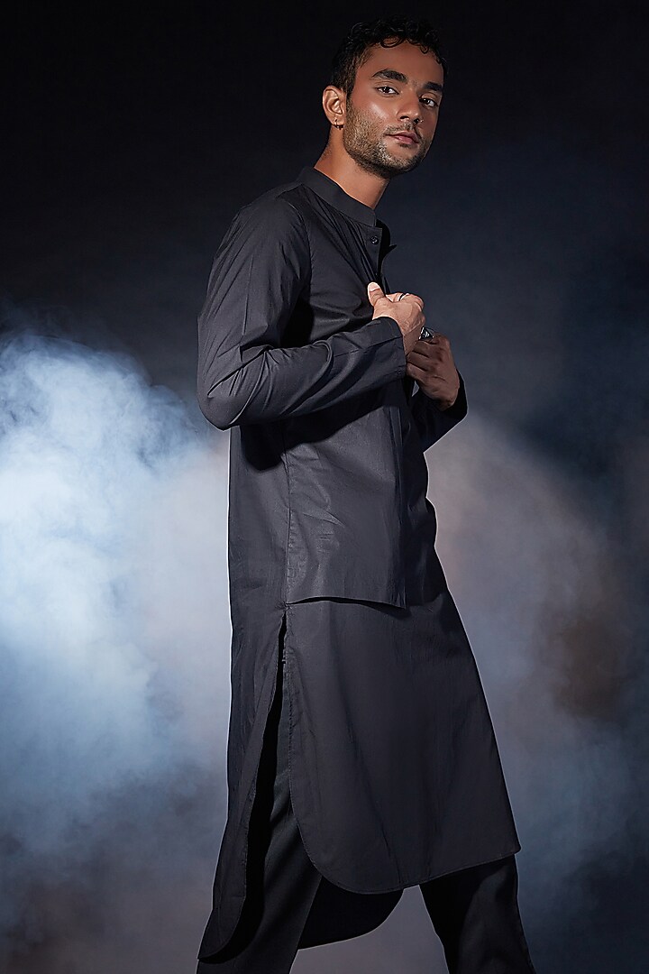 Black Cotton Kurta by ASHAY at Pernia's Pop Up Shop
