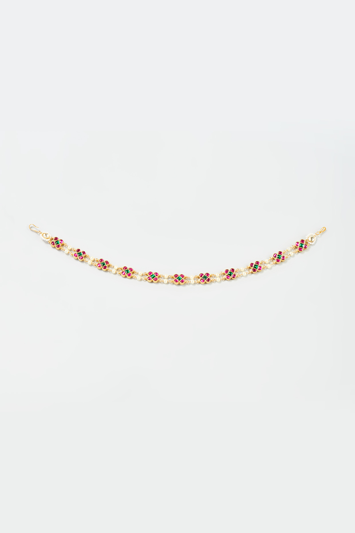 Gold Finish Multi-Colored Kundan Polki Sheeshphool by ASHNEE