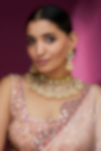 Gold Finish Yellow Kundan Polki Choker Necklace Set by ASHNEE at Pernia's Pop Up Shop