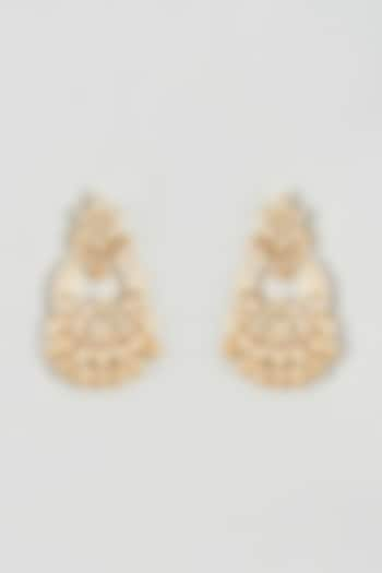 Gold Finish Yellow Kundan Polki Chandbali Earrings by ASHNEE at Pernia's Pop Up Shop