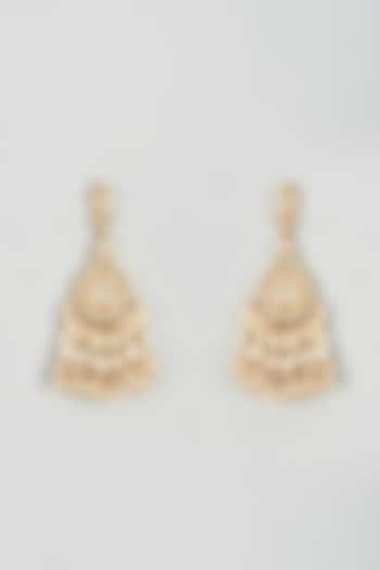Gold Finish Yellow Kundan Polki Dangler Earrings by ASHNEE at Pernia's Pop Up Shop