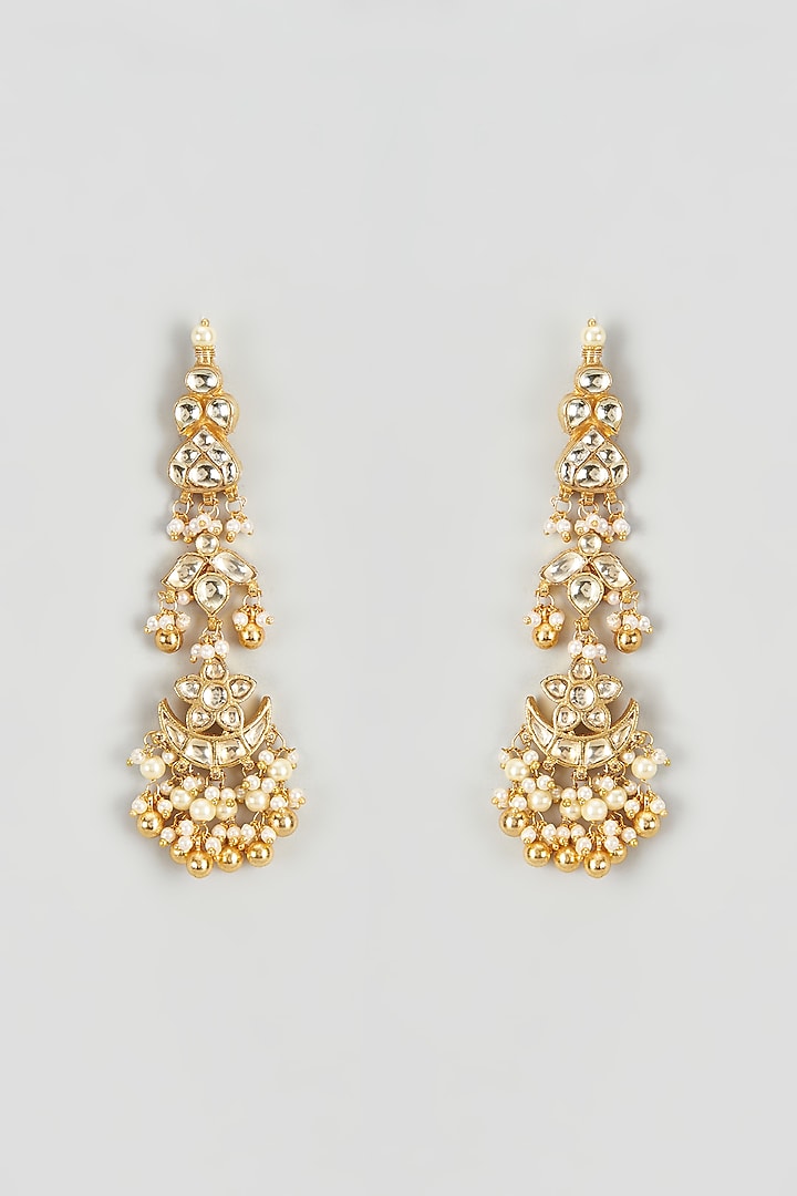 Gold Finish Kundan Polki Dangler Earrings by ASHNEE at Pernia's Pop Up Shop