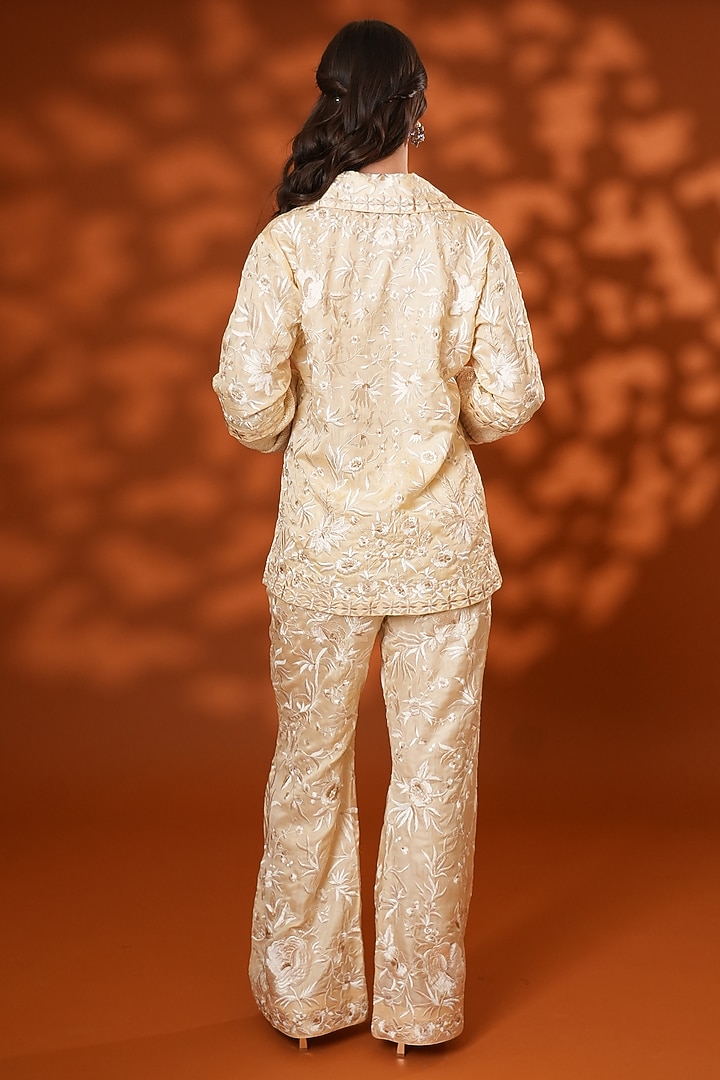 Malai Yellow Pure Silk Co-Ord Set by Ashtar at Pernia's Pop Up Shop