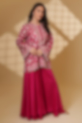 Rani Pink Pure Silk Wedding Sharara Set by Ashtar at Pernia's Pop Up Shop