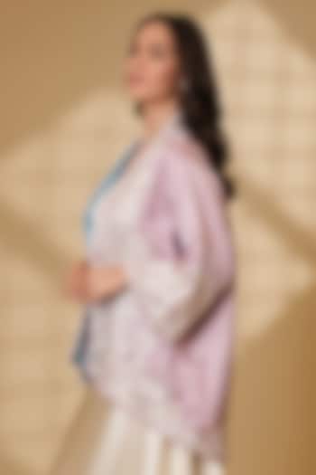 Blush Pink Pure Silk Floral Embroidered Cape by Ashtar at Pernia's Pop Up Shop