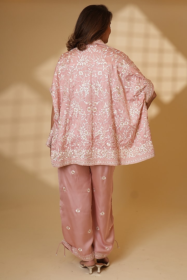 Jaipur Pink Pure Silk Embroidered Co-Ord Set by Ashtar at Pernia's Pop Up Shop