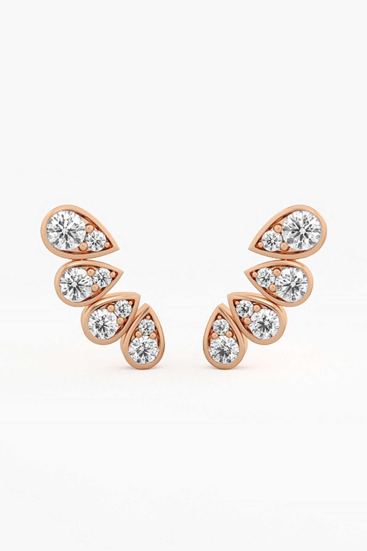 14kt Rose Gold Finish Lab Grown Round-Cut Diamond Climber Earrings by ASHTH at Pernia's Pop Up Shop