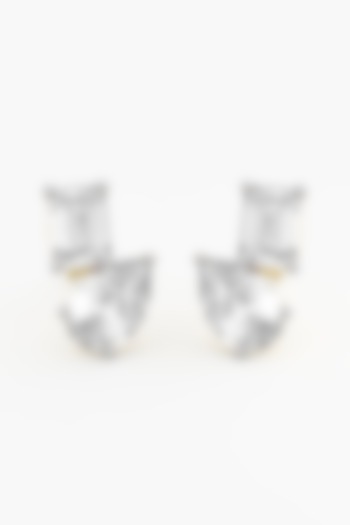 14kt Yellow Gold Finish Lab Grown Pear & Emerald-Cut Diamond Cluster Earrings by ASHTH at Pernia's Pop Up Shop