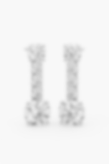 14kt White Gold Finish Lab Grown Ashth-Cut Diamond Cluster Long Earrings by ASHTH at Pernia's Pop Up Shop